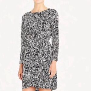 J Crew Mercantile Long Sleeve Dress Black White Heart Print Size 10